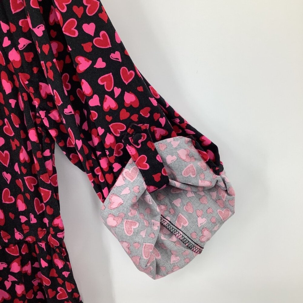 TORRID Dress Women's Plus 2X Black Pink Red Heart Print Zip Rayon - Picture 4 of 8